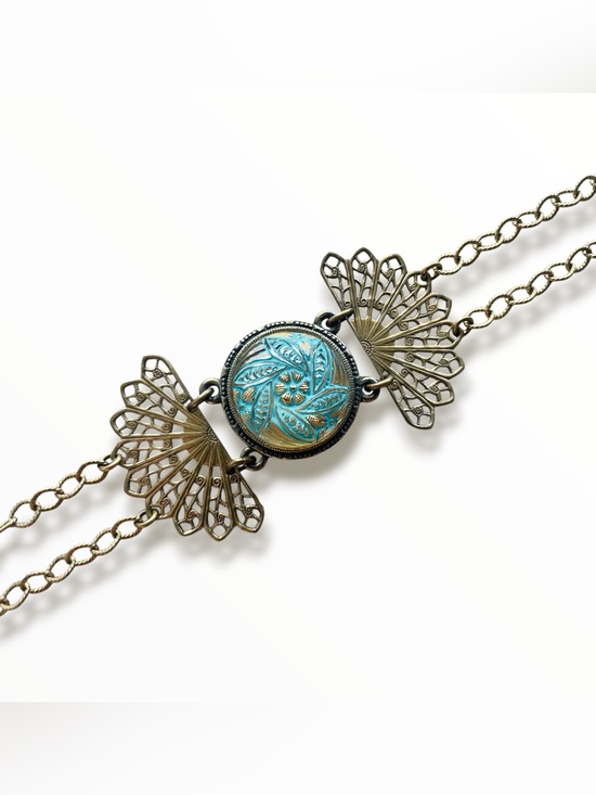 Grandmothers Buttons Jewelry - Grandmother’s Buttons Vintage Handmade Art Deco Filigree Style Button Bracelet